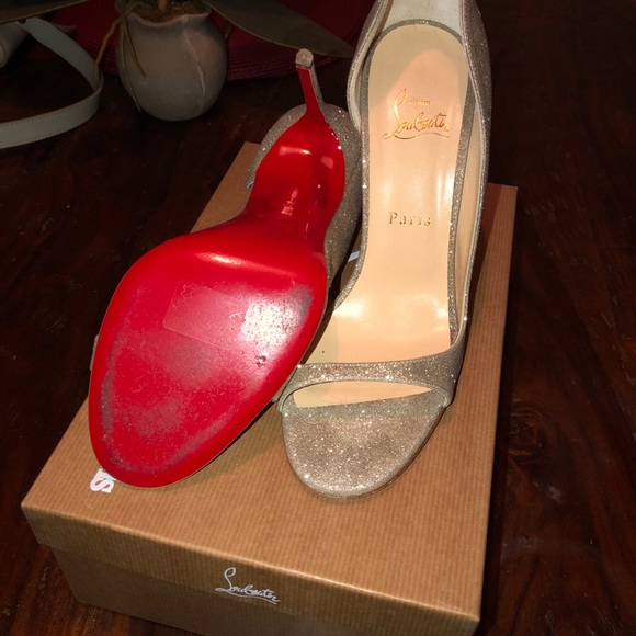 Christian Louboutin Sparkly Open Toe Pump - Picture 5 of 5